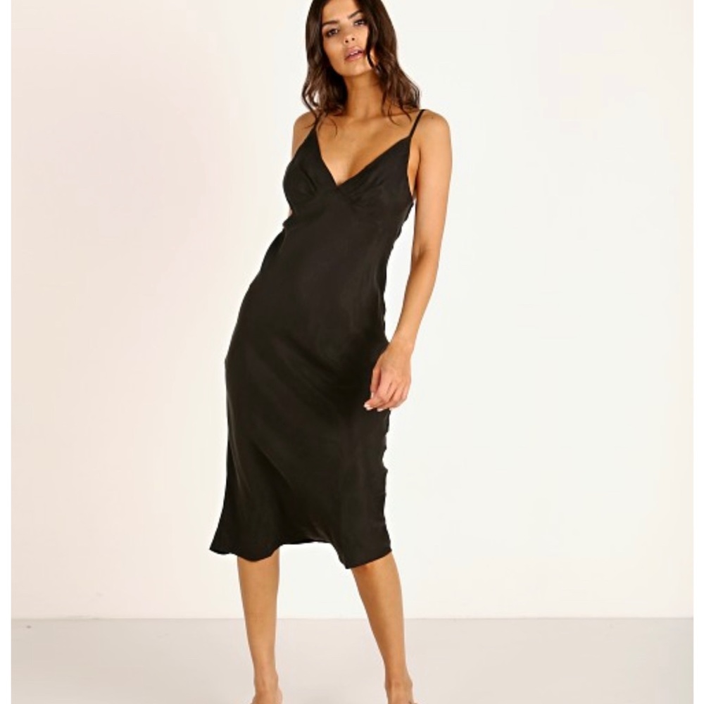 Auguste The Label Black Slip Midi Dress
